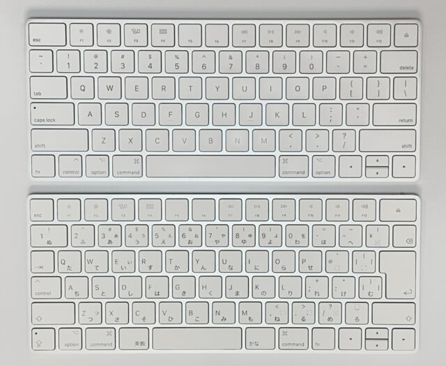 USキーボードとJISキーボードの比較画像