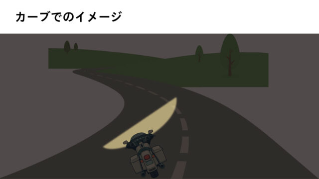 CL500のカーブでのロービームの照射イメージ
